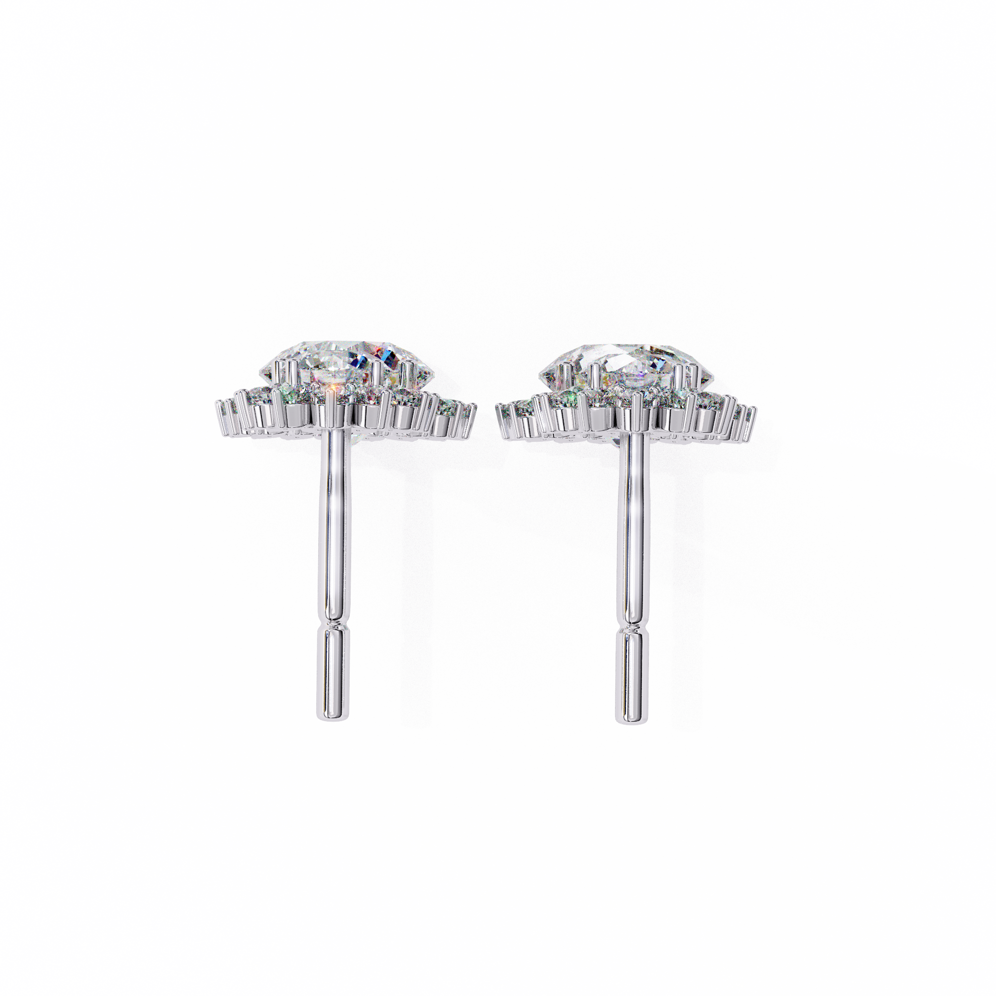 WOKE ™ VVS-F Lab Grown 3 Carat Round cut Diamond HAO setting earrings in 14/18k Gold