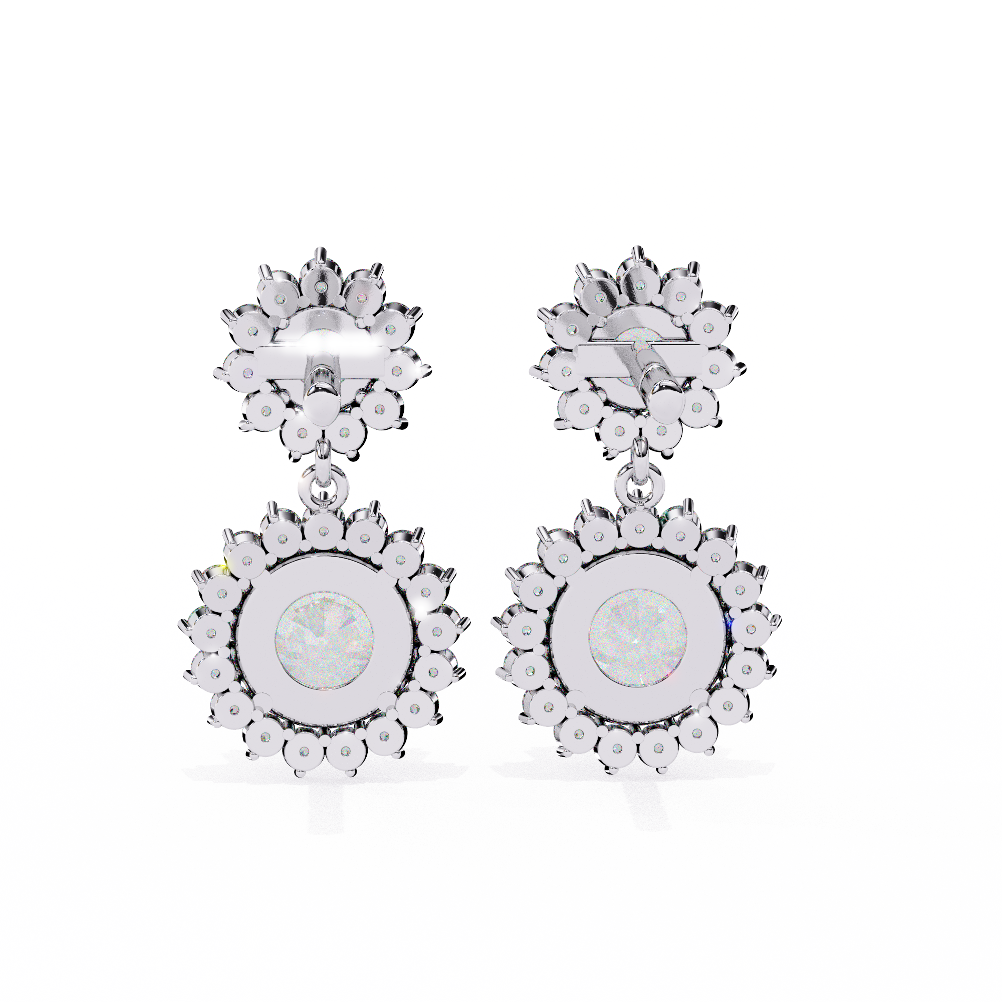 WOKE ™ VVS-F Lab Grown 3 Carat Round cut Diamond HAO setting earrings in 14/18k Gold