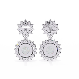 WOKE ™ VVS-F Lab Grown 3 Carat Round cut Diamond HAO setting earrings in 14/18k Gold