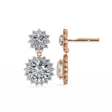 WOKE ™ VVS-F Lab Grown 3 Carat Round cut Diamond HAO setting earrings in 14/18k Gold