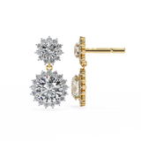 WOKE ™ VVS-F Lab Grown 3 Carat Round cut Diamond HAO setting earrings in 14/18k Gold