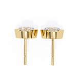 WOKE ™ VVS-F Lab Grown Round cut Diamond BEZEL studs in 14/18k Gold