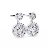 WOKE ™ VVS-F Lab Grown Round cut Diamond BEZEL studs in 14/18k Gold