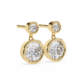 WOKE ™ VVS-F Lab Grown Round cut Diamond BEZEL studs in 14/18k Gold