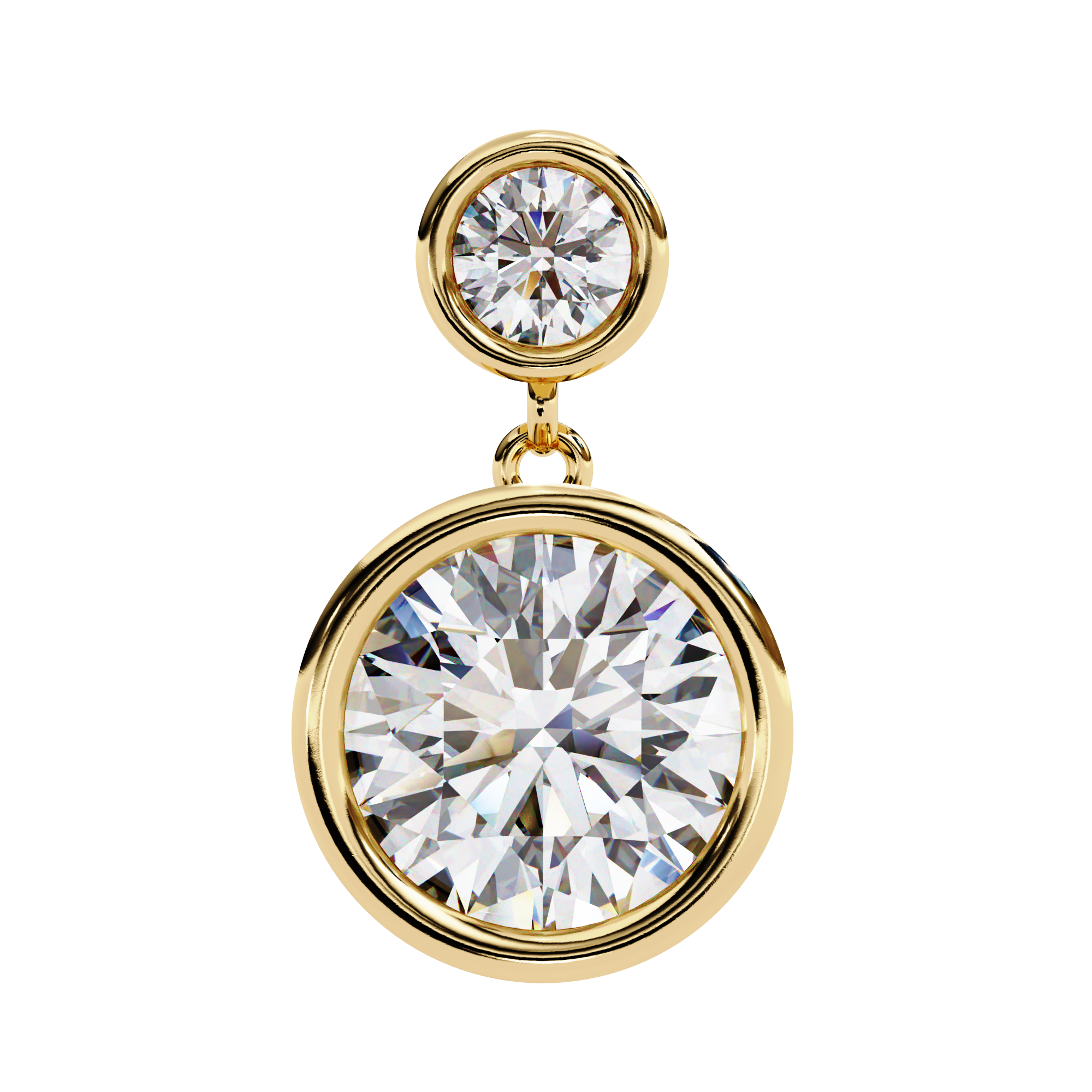 WOKE ™ VVS-F Lab Grown Round cut Diamond BEZEL studs in 14/18k Gold