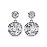 WOKE ™ VVS-F Lab Grown Round cut Diamond BEZEL studs in 14/18k Gold