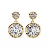 WOKE ™ VVS-F Lab Grown Round cut Diamond BEZEL studs in 14/18k Gold