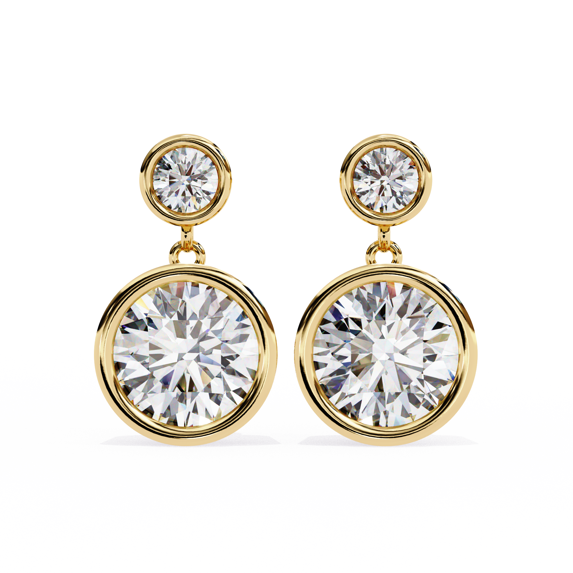 WOKE ™ VVS-F Lab Grown Round cut Diamond BEZEL studs in 14/18k Gold