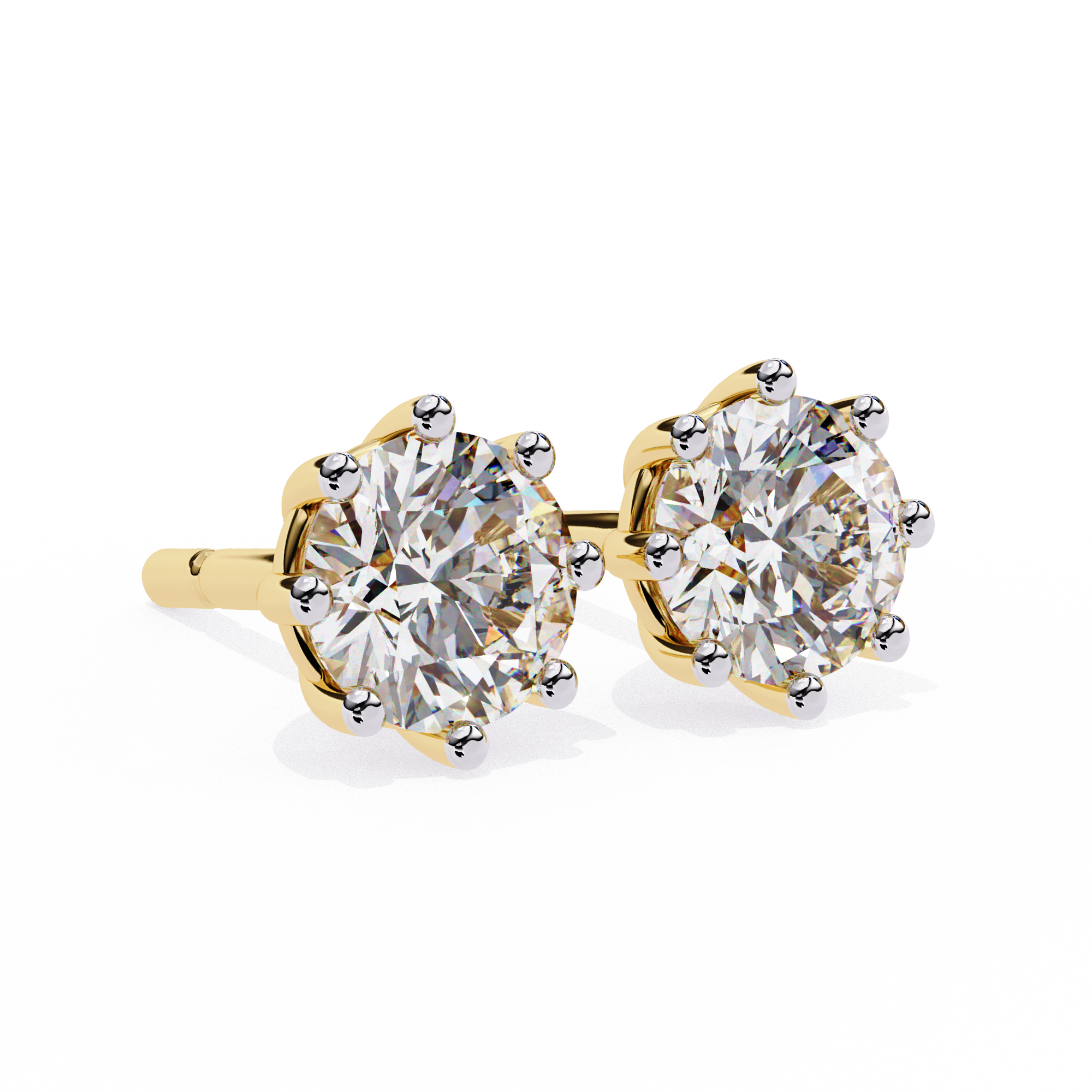 WOKE ™ VVS-F Lab Grown Round cut Diamond 8 prong studs in 14/18k Gold