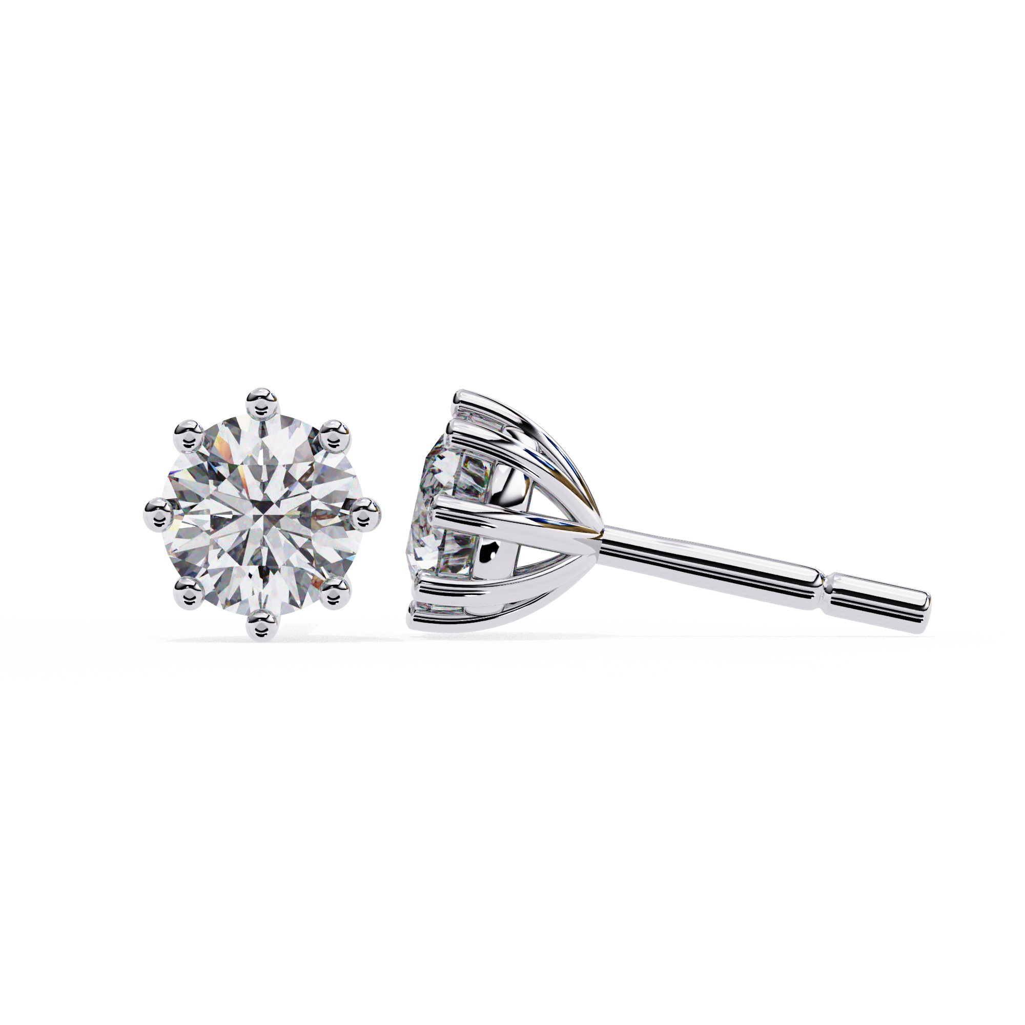 WOKE ™ VVS-F Lab Grown Round cut Diamond 8 prong studs in 14/18k Gold
