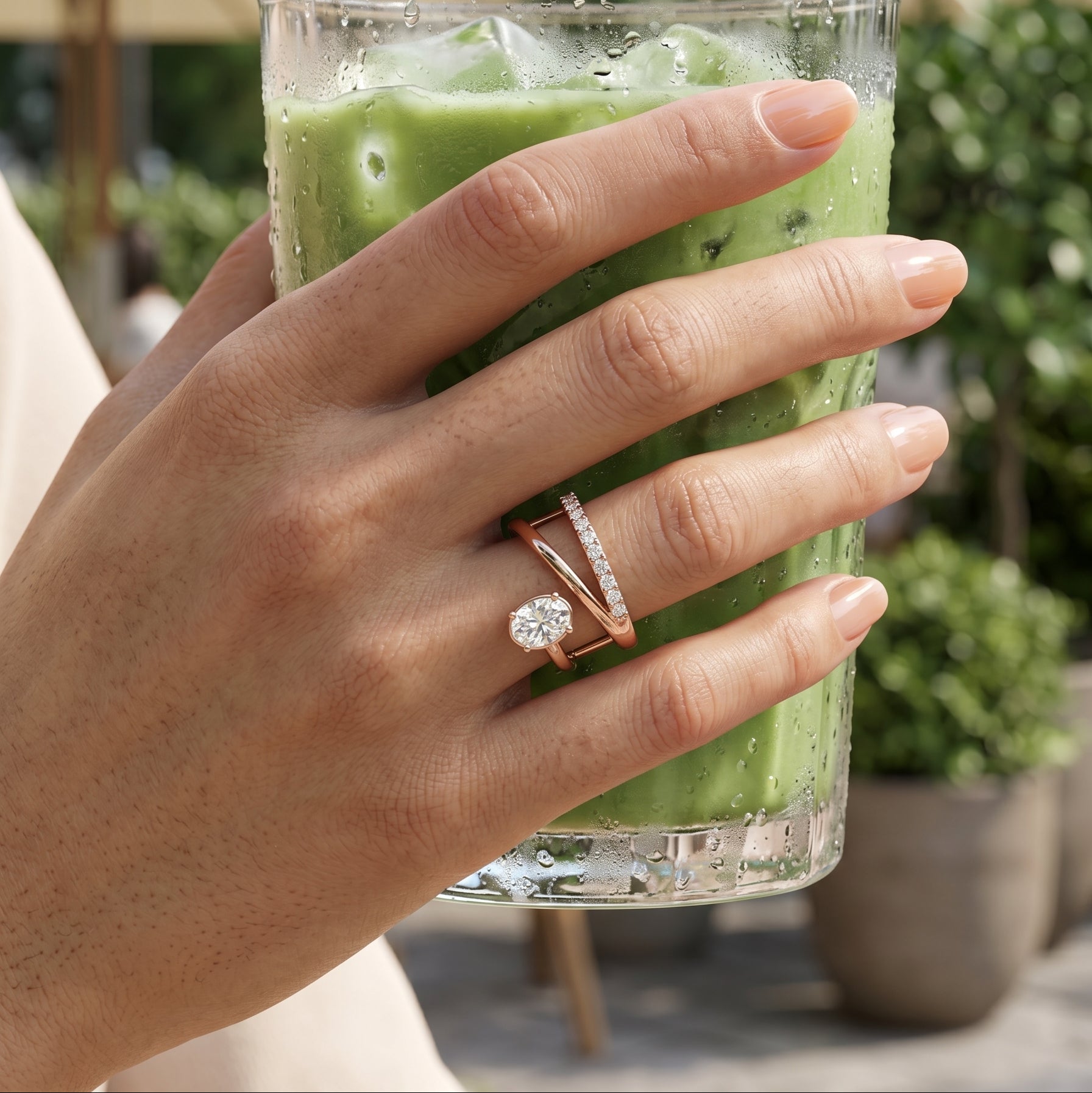 1.192 CT Round & Oval Lab Grown Diamond Ring in 9K Gold/14K Gold |WOKE