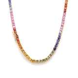 Rainbow sapphire tennis necklace choker | WOKE