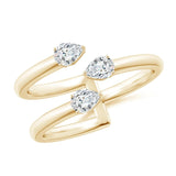Lab-Grown Pear-Shaped Diamond Three Stone Open Ring| WOKE