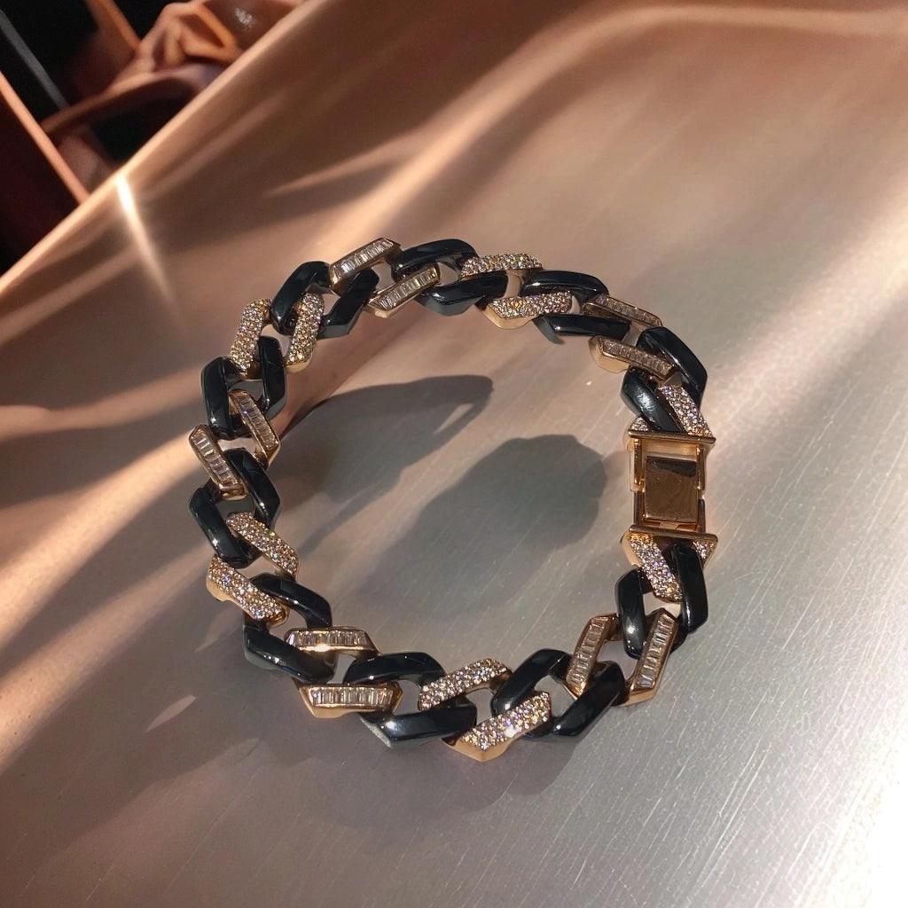 Ceramic coated prong bracelet in rose gold