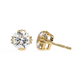 WOKE ™ 1.40 CARAT Triple Claw Prong  VVS-EF ROUND CUT Moissanite Studs in 14/18k Gold| (Copy)