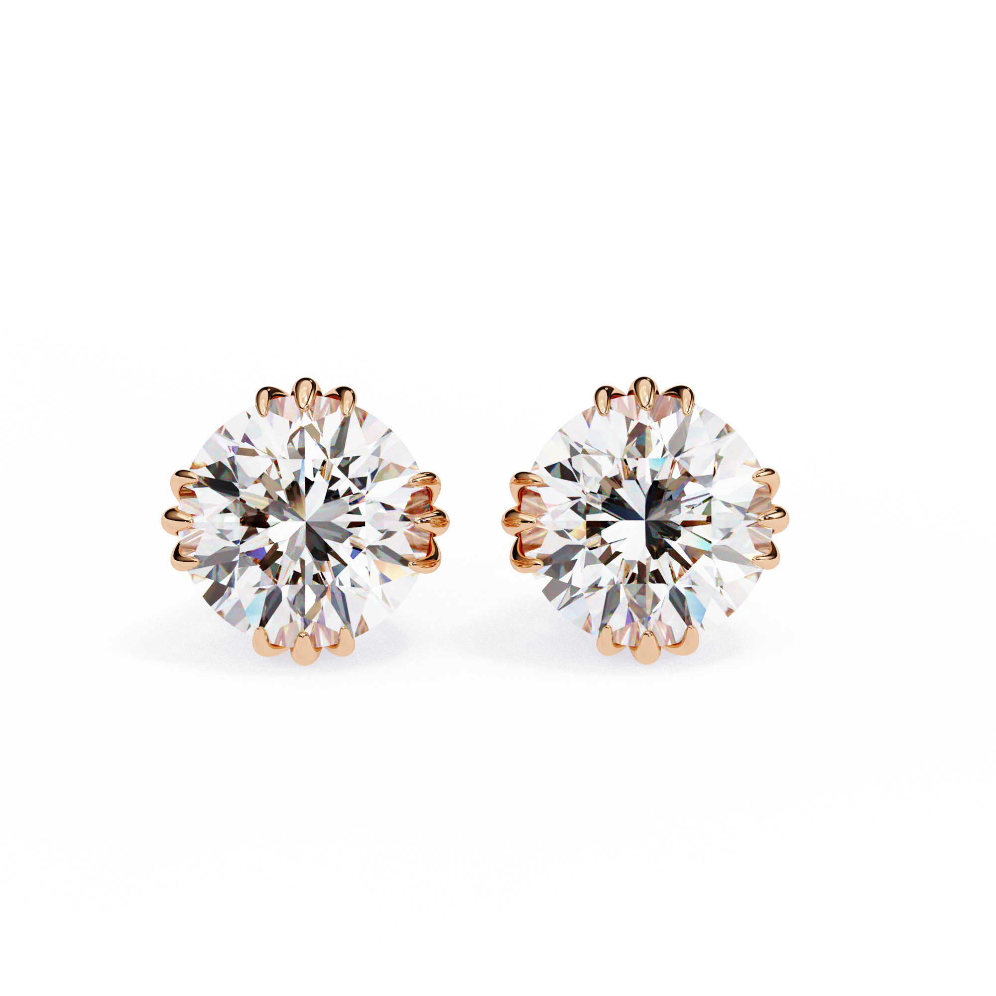 WOKE ™ 1.40 CARAT Triple Claw Prong  VVS-EF ROUND CUT Lab Grown Diamond Studs in 14/18k Gold