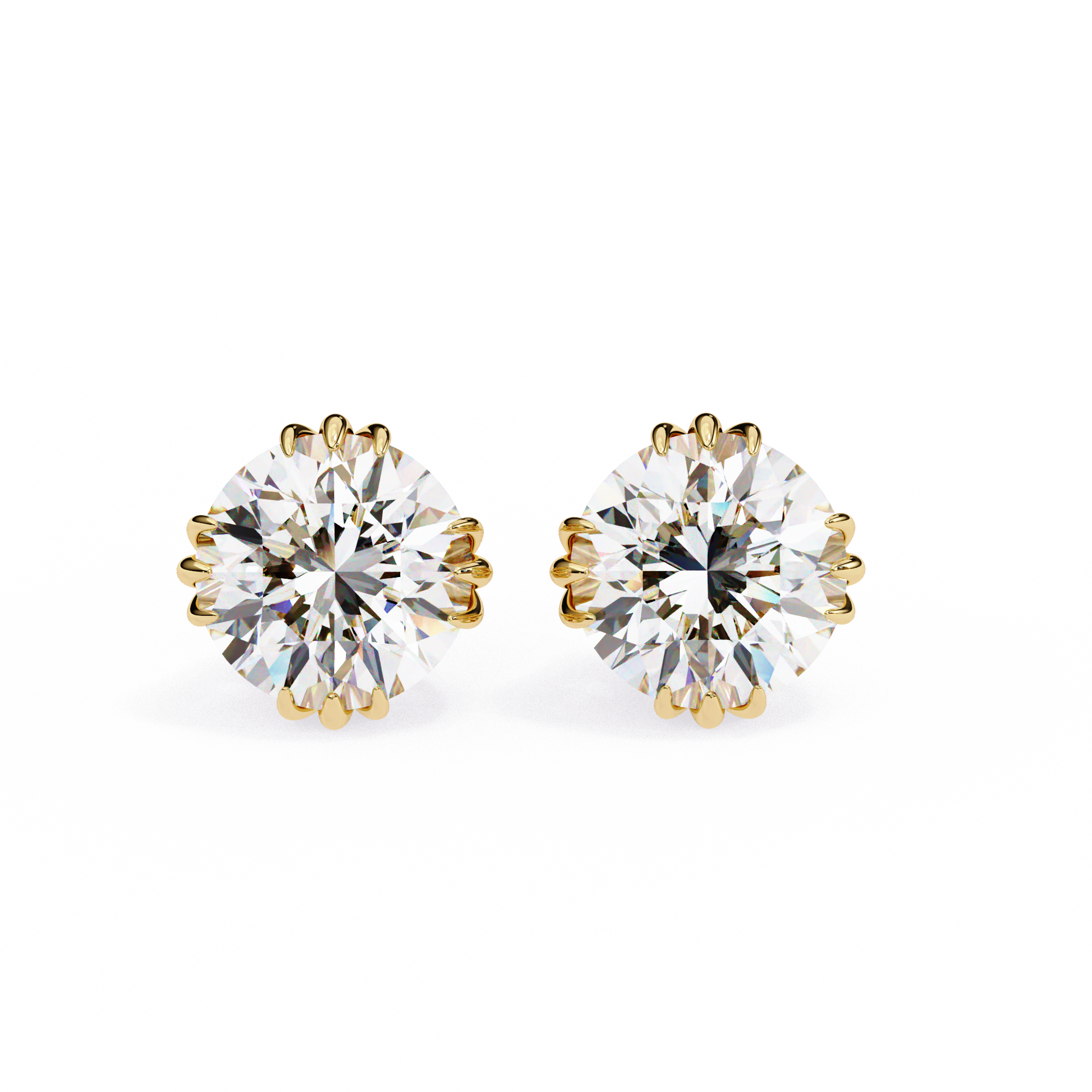 WOKE ™ 1.40 CARAT Triple Claw Prong  VVS-EF ROUND CUT Lab Grown Diamond Studs in 14/18k Gold