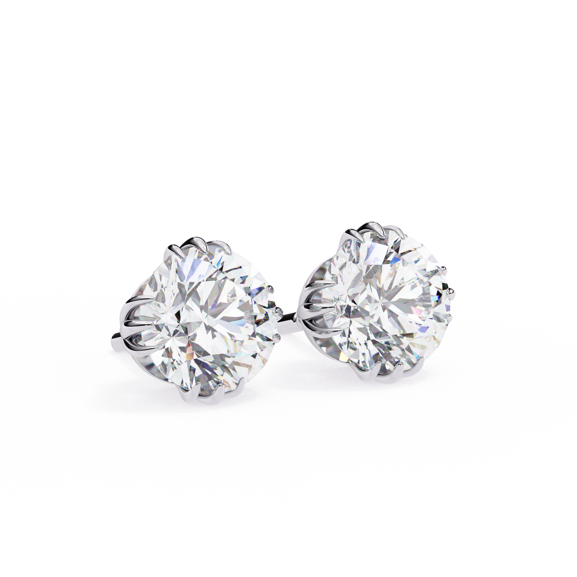 WOKE ™ 1.40 CARAT Triple Claw Prong  VVS-EF ROUND CUT Lab Grown Diamond Studs in 14/18k Gold