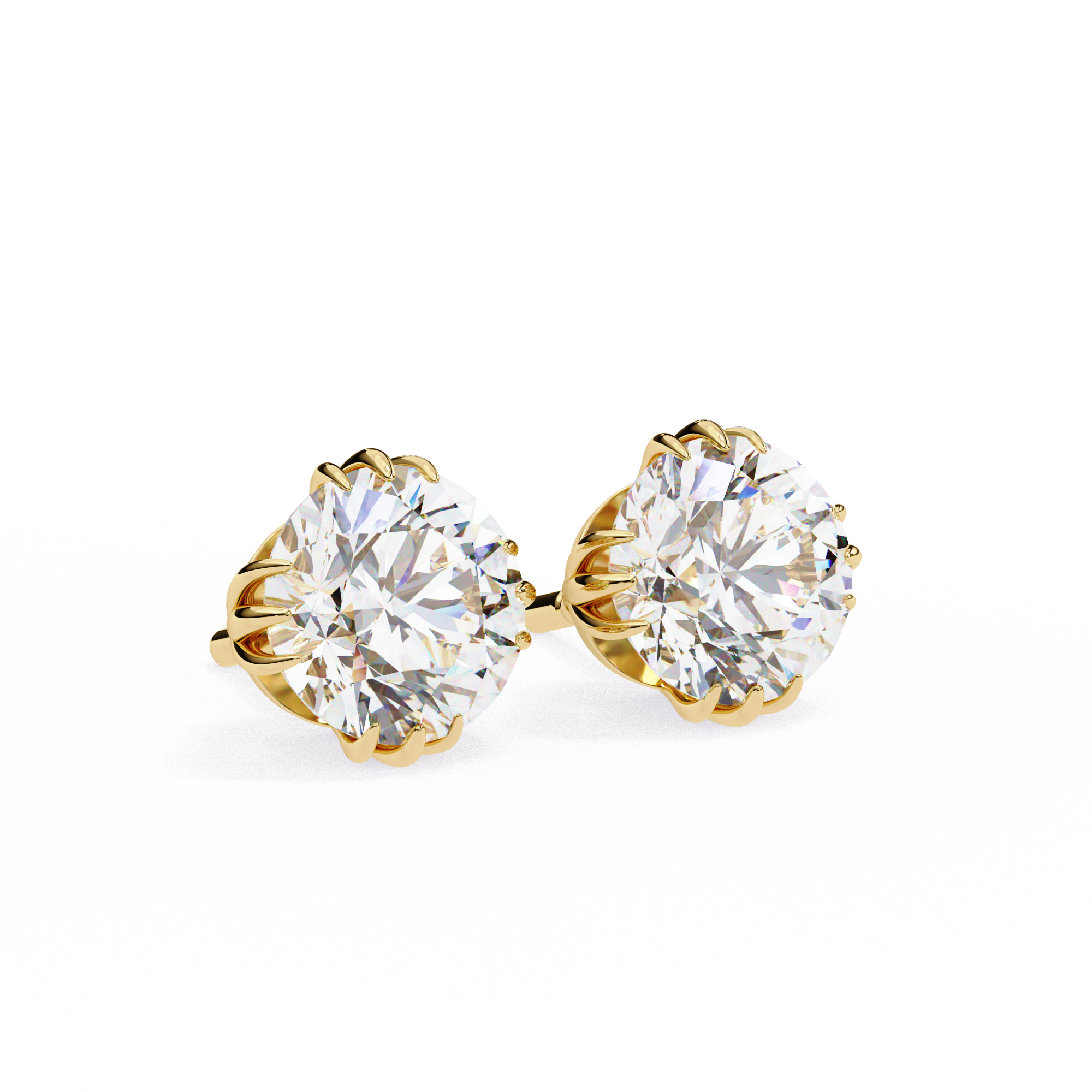WOKE ™ 1.40 CARAT Triple Claw Prong  VVS-EF ROUND CUT Lab Grown Diamond Studs in 14/18k Gold|