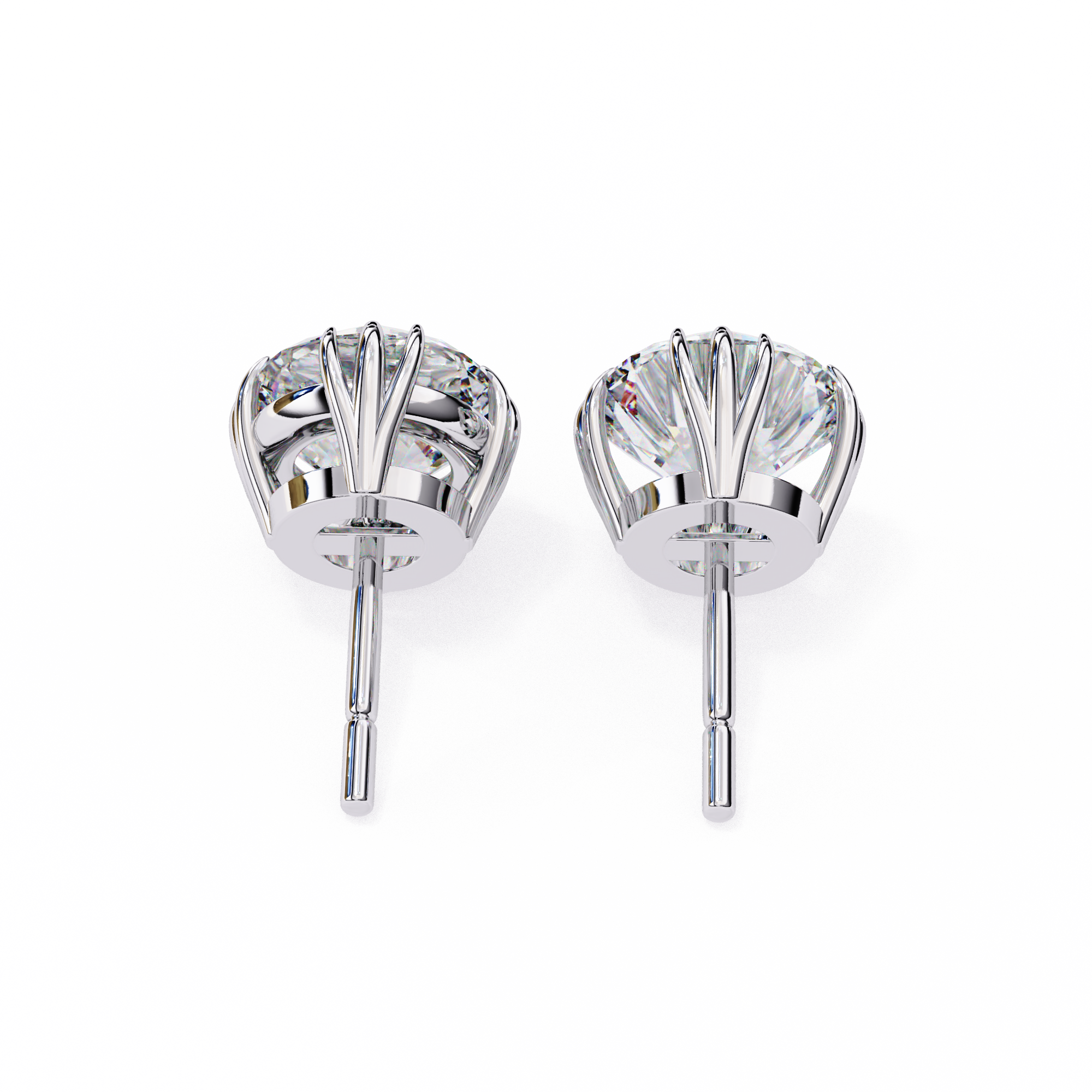 WOKE ™ 1.40 CARAT Triple Claw Prong  VVS-EF ROUND CUT Lab Grown Diamond Studs in 14/18k Gold