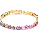 Rainbow sapphire emerald cut mix shape tennis bracelet  | WOKE
