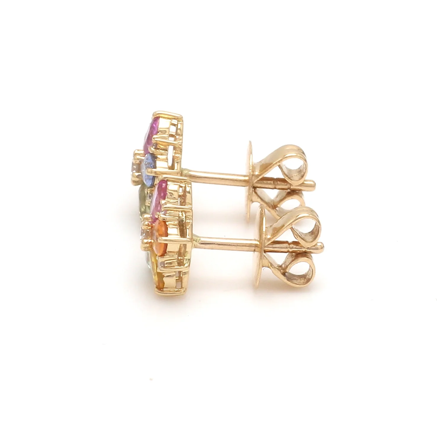 Rainbow Sapphire Pear Lab Grown Floral Studs | WOKE