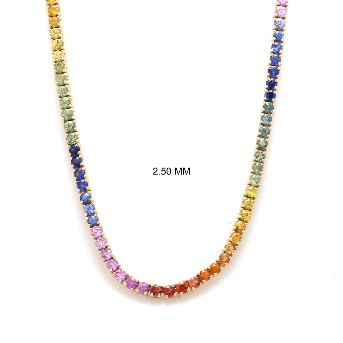 Rainbow sapphire tennis necklace choker | WOKE