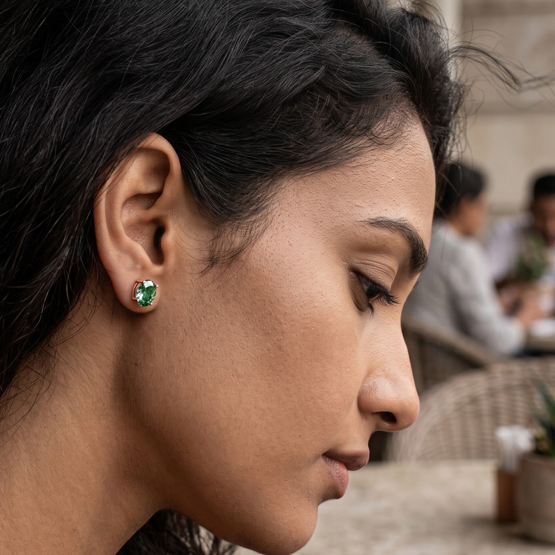 5 CT Green Sapphire Studs in 9K Gold/925 Silver |WOKE