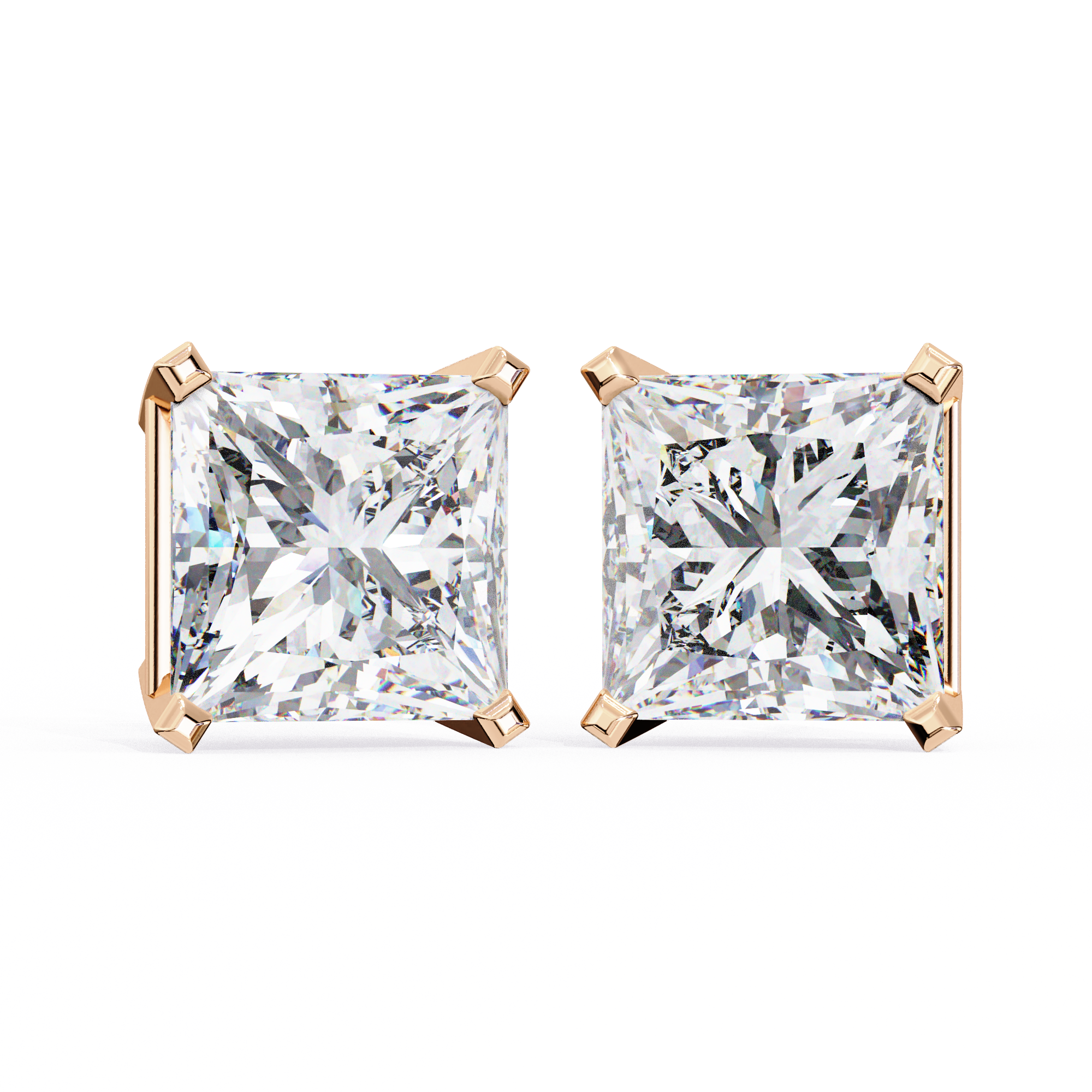 WOKE ™ 1.40 CARAT Prong  VVS-EF Princess cut Lab Grown Diamond Studs in 14/18k Gold