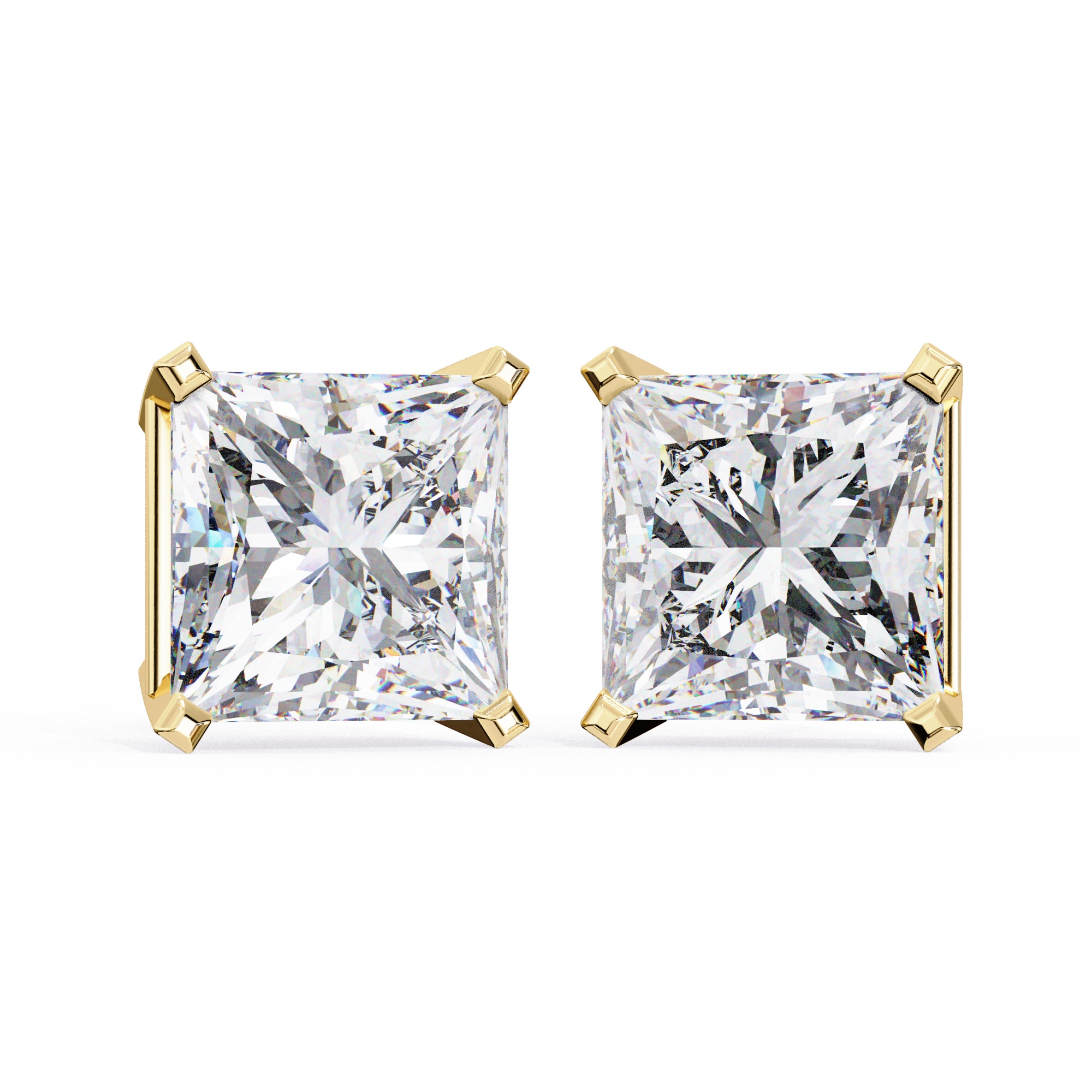 WOKE ™ 1.40 CARAT Prong  VVS-EF Princess cut Lab Grown Diamond Studs in 14/18k Gold