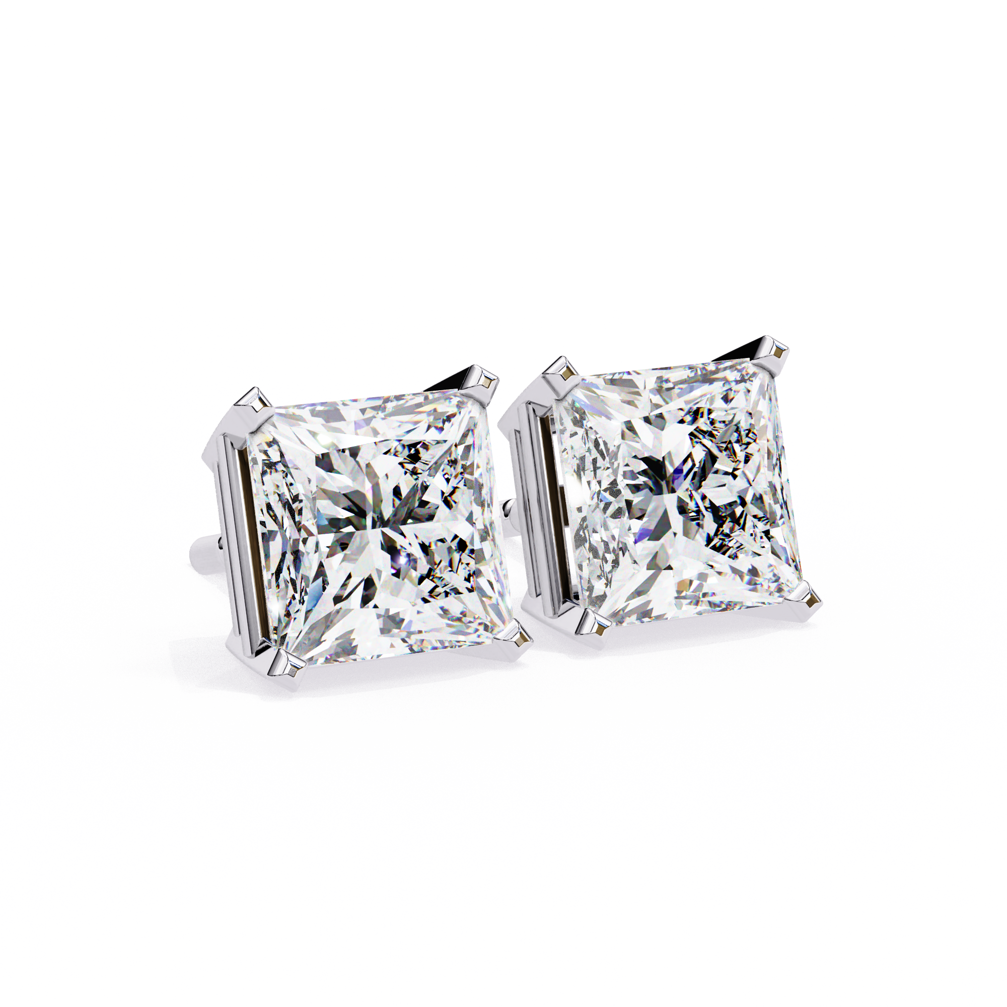 WOKE ™ 1.40 CARAT Prong  VVS-EF Princess cut Lab Grown Diamond Studs in 14/18k Gold