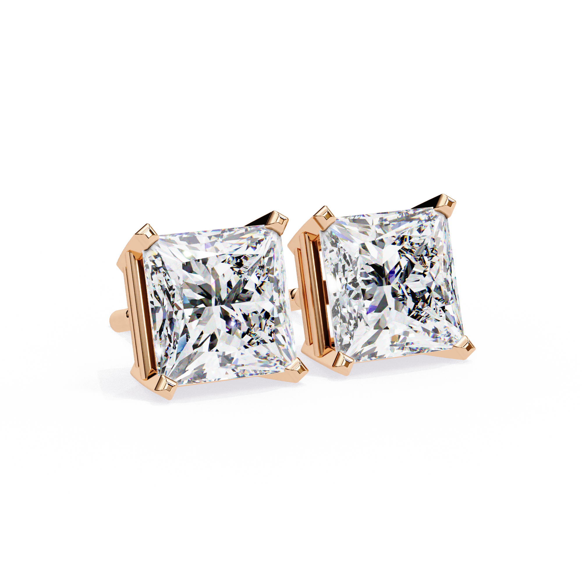 WOKE ™ 1.40 CARAT Prong  VVS-EF Princess cut Lab Grown Diamond Studs in 14/18k Gold