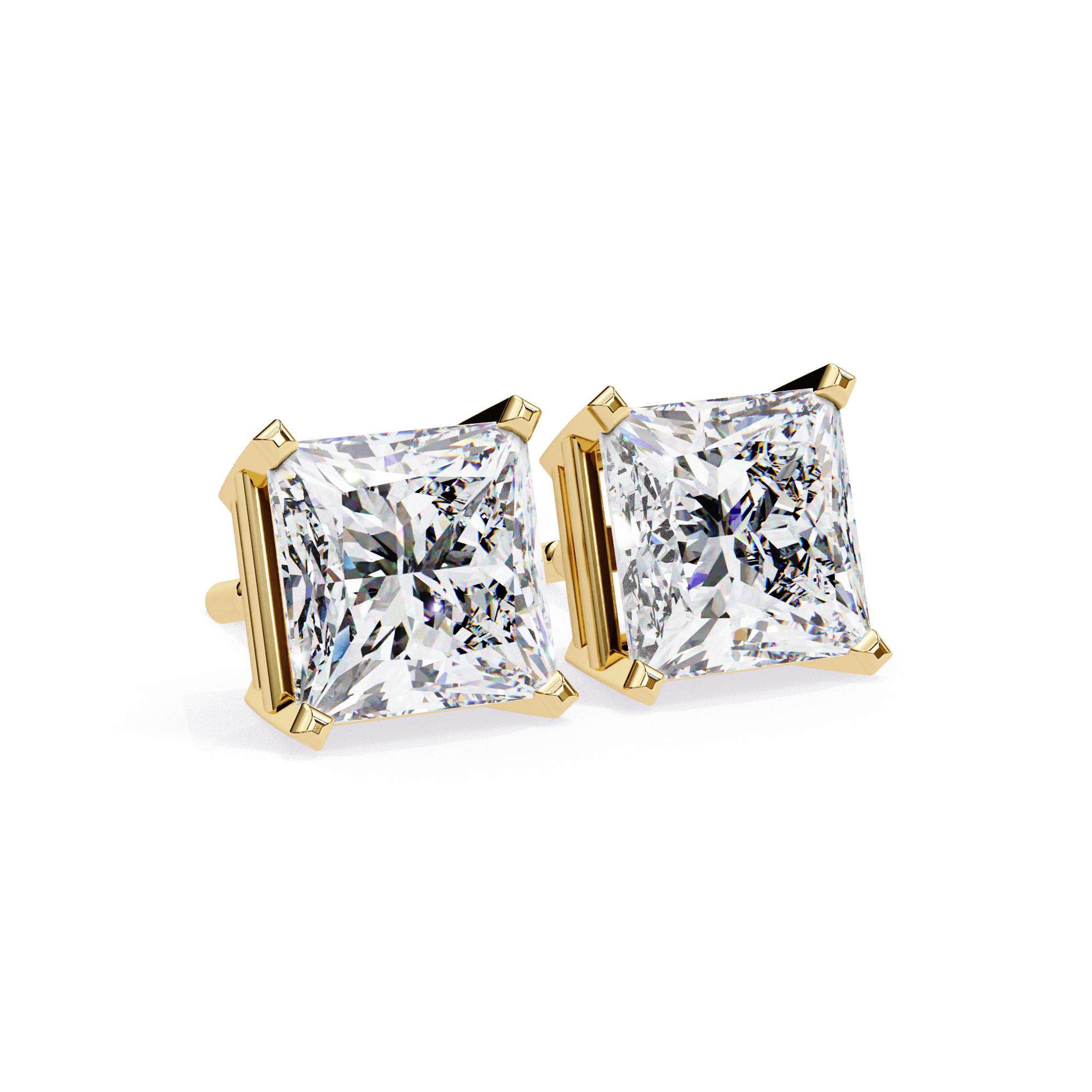 WOKE ™ 1.40 CARAT Prong  VVS-EF Princess cut Lab Grown Diamond Studs in 14/18k Gold|