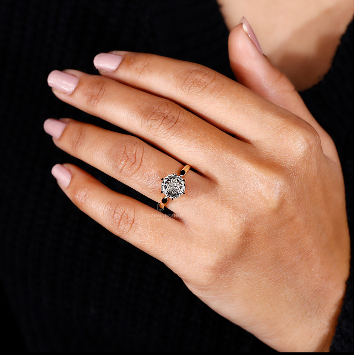 PORTUGESE round cut ring | Moissanite ring in gold and  925 sterling silver| Certified moissanites