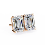 WOKE ™ 2.00 CARAT  VVS-EF Emerald CUT Lab Grown Diamond Studs in 14/18k Gold|