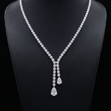 Round and Pear Cut Lab Grown Diamond Diamond Neckalce in 9K Gold/14K Gold|WOKE