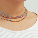 Rainbow sapphire tennis necklace choker | WOKE