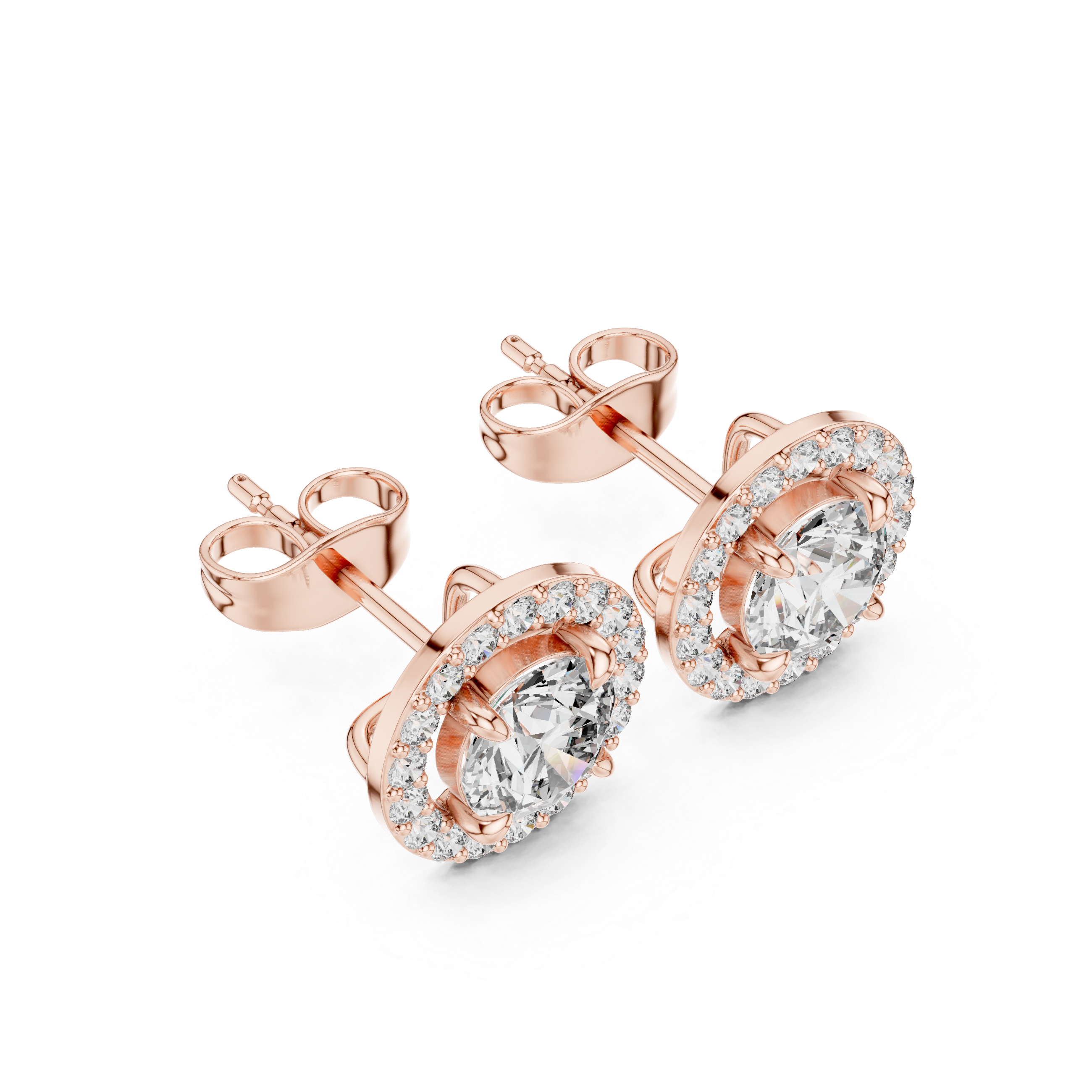 1.7 Round Moissanite Studs in 9K Gold/925 Silver |WOKE