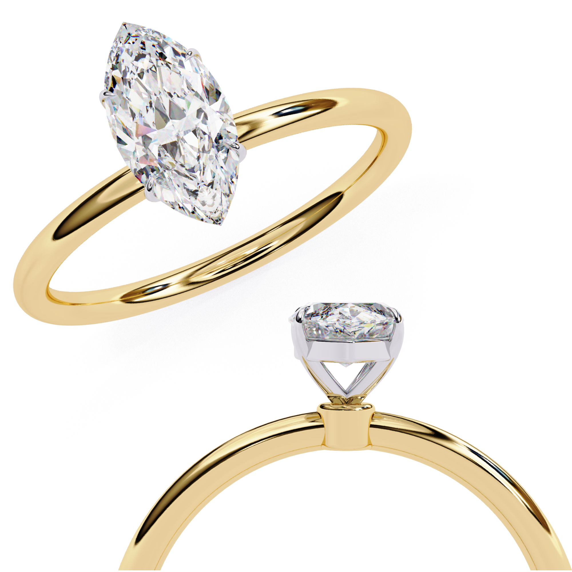1 CT Marquise Cut Lab Grown Diamond Ring in 9K Gold/14K Gold | WOKE