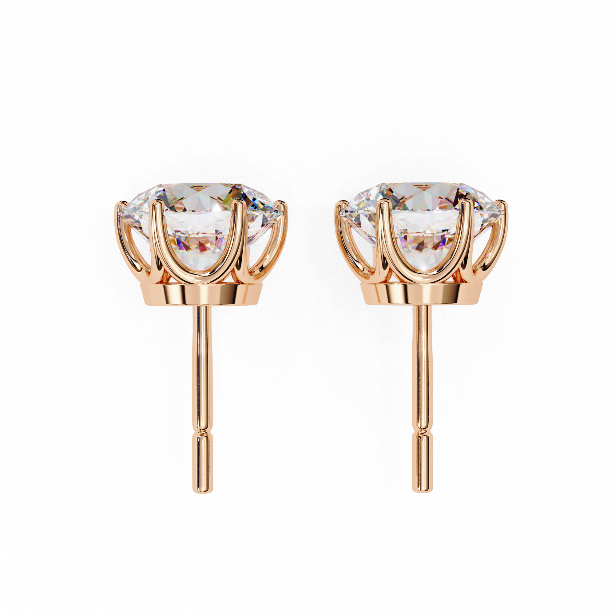 WOKE ™ 1.40 CARAT  VVS-EF Round CUT Lab Grown Diamond Studs in 14/18k Gold