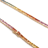 Rainbow sapphire tennis necklace choker | WOKE