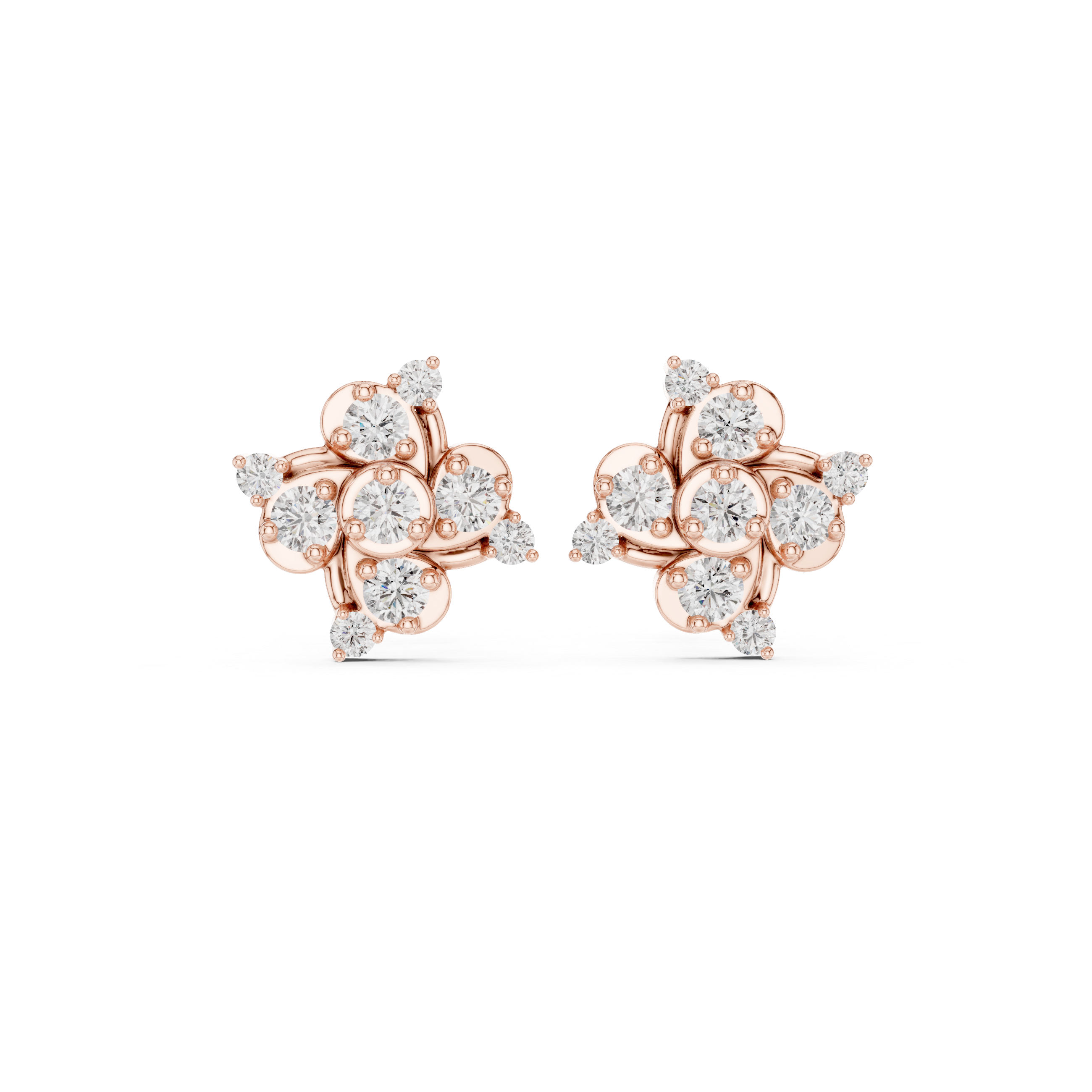 Waved diamond studs in lab growns|9K/14K