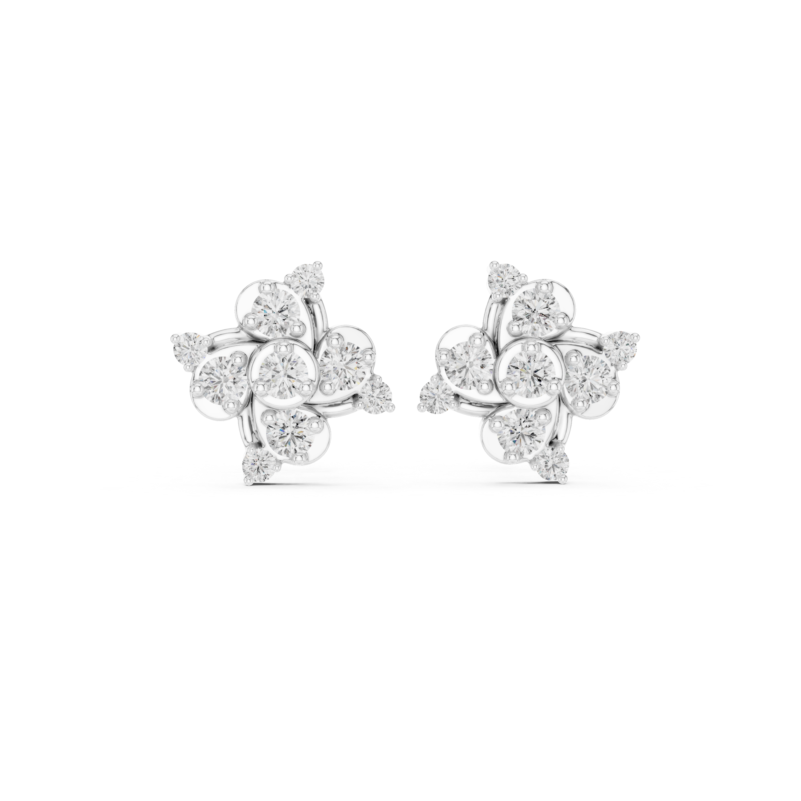 Waved diamond studs in lab growns|9K/14K