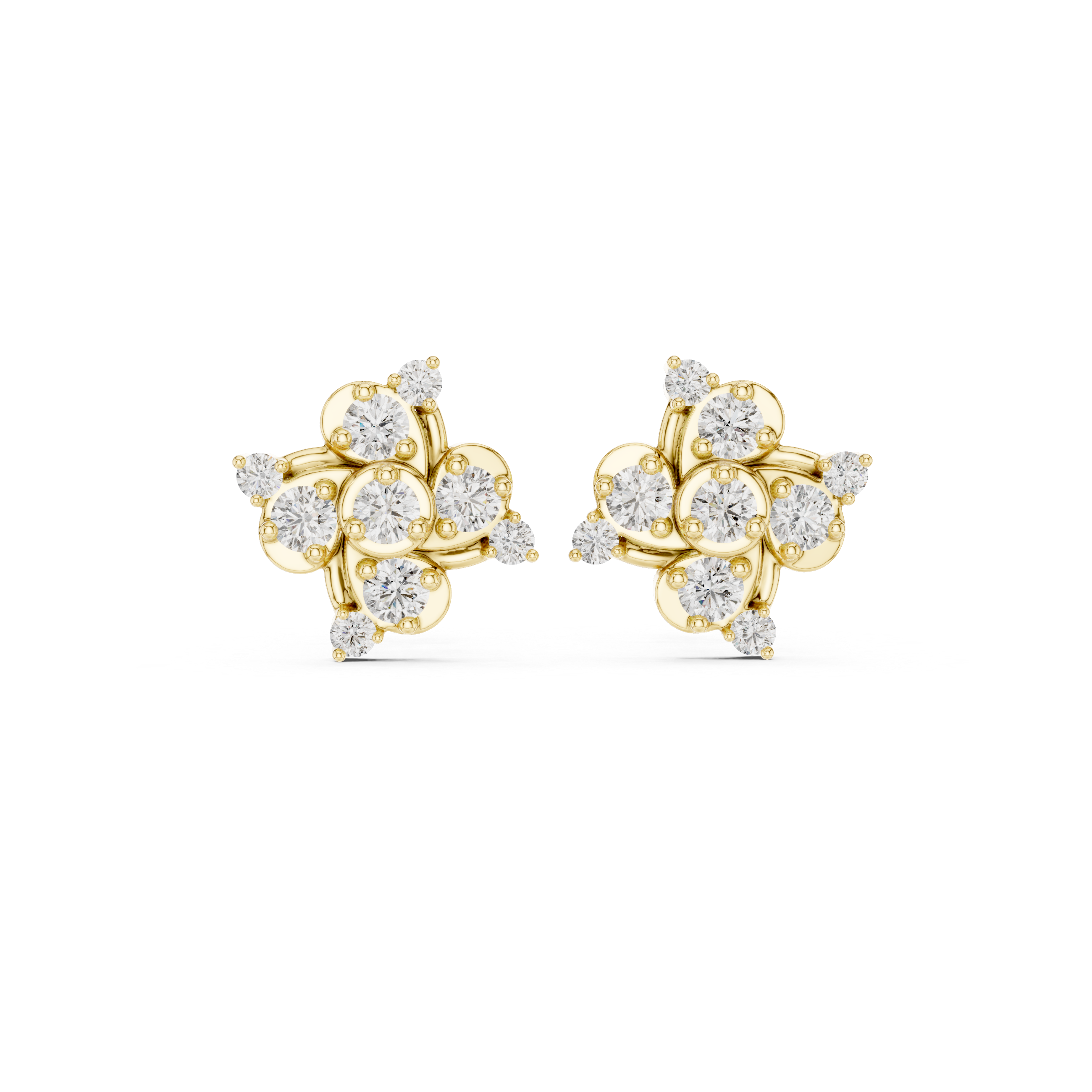 Waved diamond studs in lab growns|9K/14K