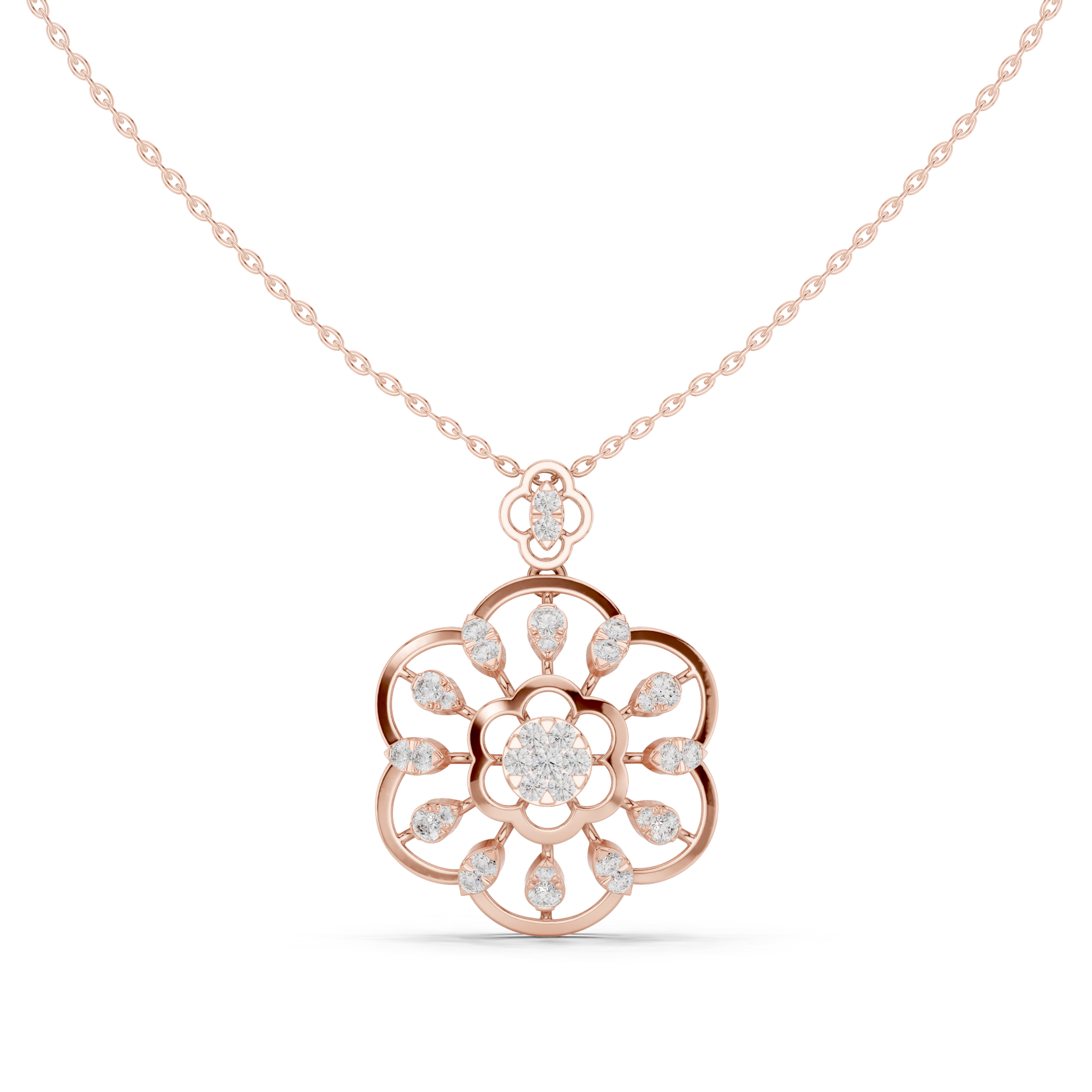 Flower trinity moissanite pendant
