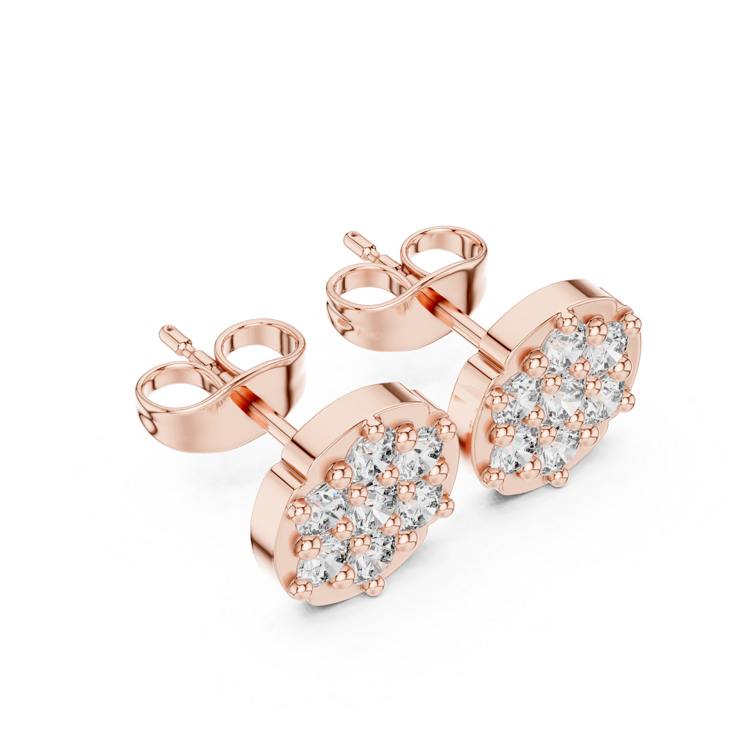 Flat look diamond studs in Lab Grown diamonds | WOKE