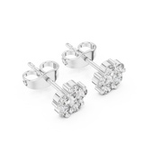 Rounded pressure set lab grown earrings | 9K/14K