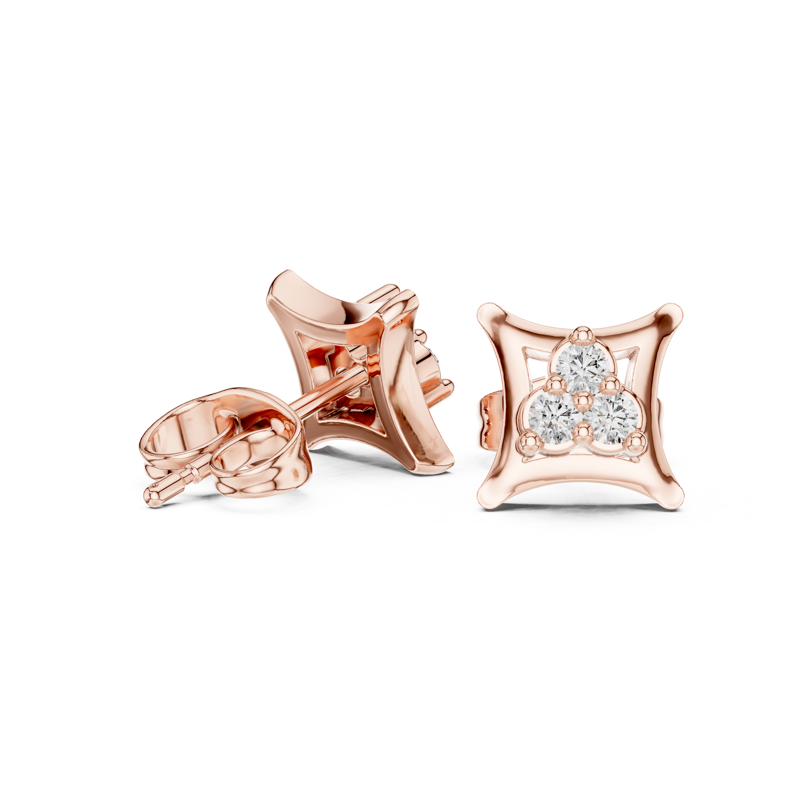 Unisex diamond Square studs | WOKE