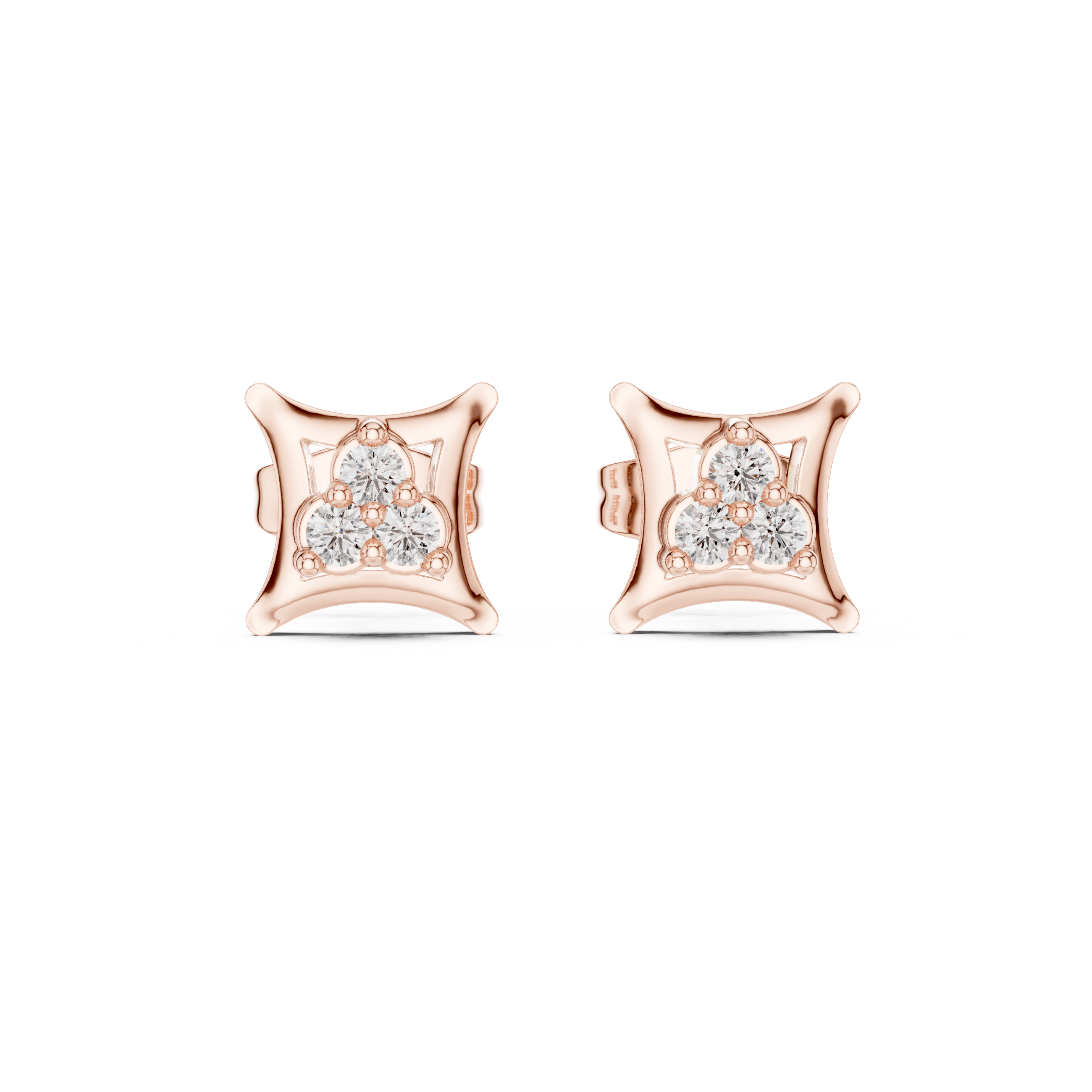 Unisex diamond Square studs | WOKE