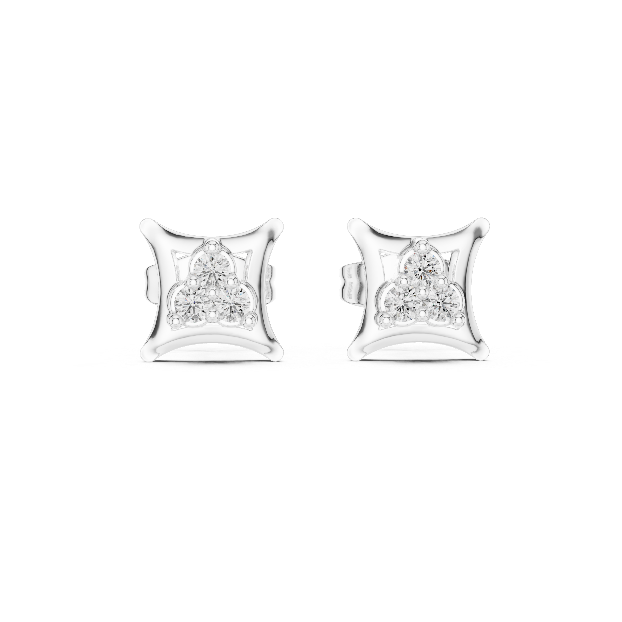 Unisex diamond Square studs | WOKE